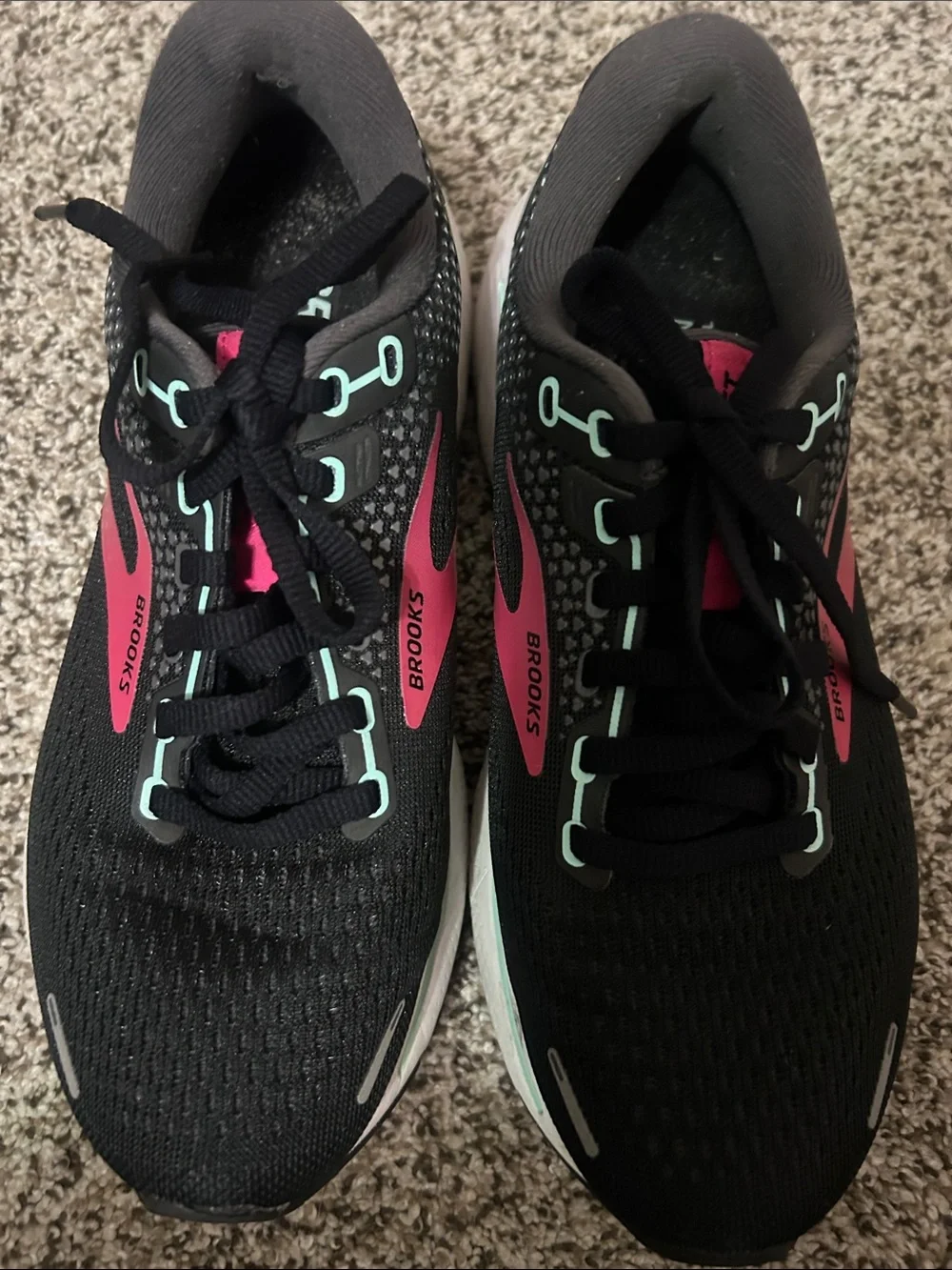Brooks Black Running Shoes with Pink and Mint Accents